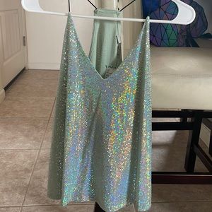 Shimmery pale green top